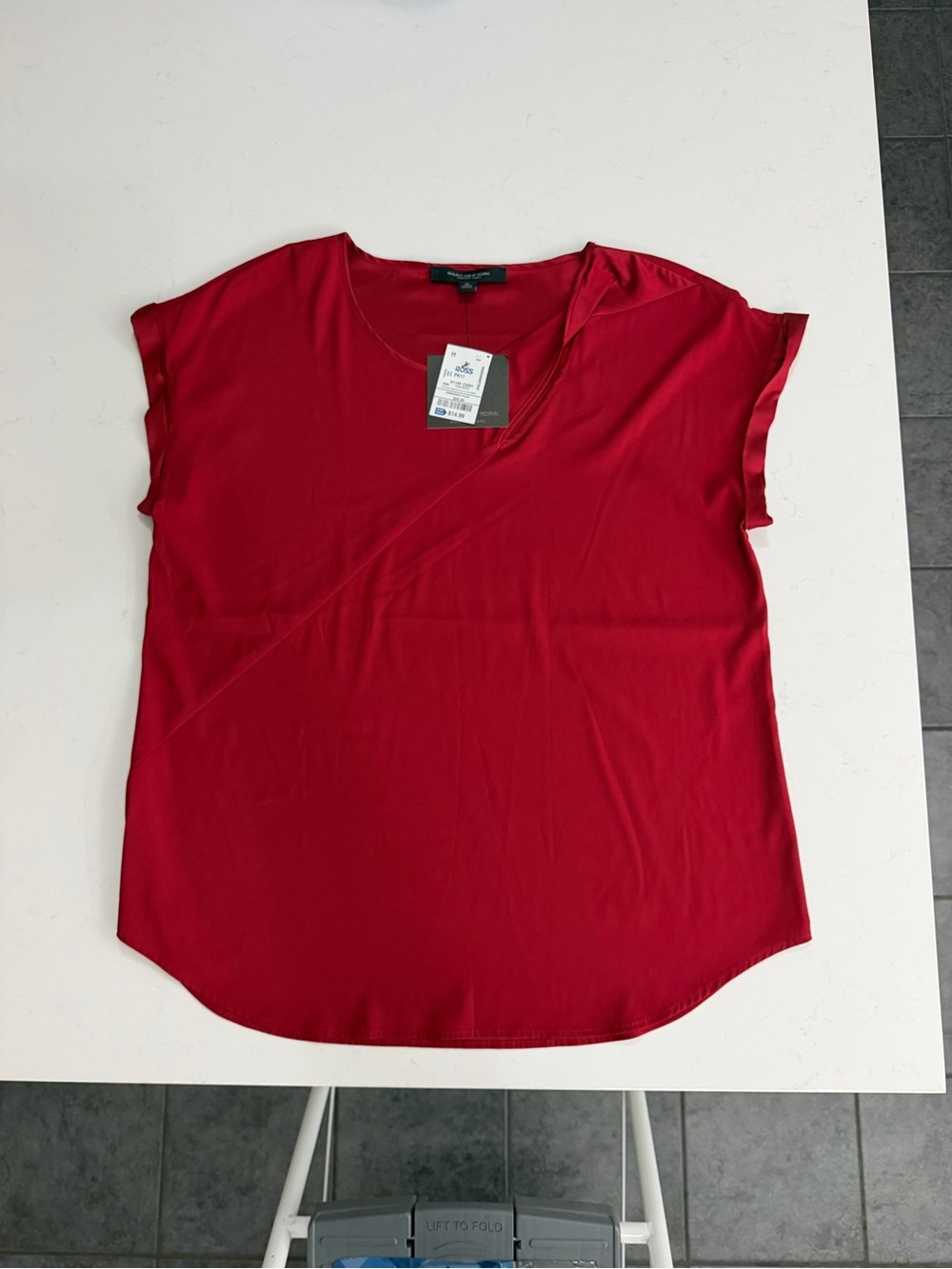 Marc New York Red Short-Sleeve Scoop Neck Top